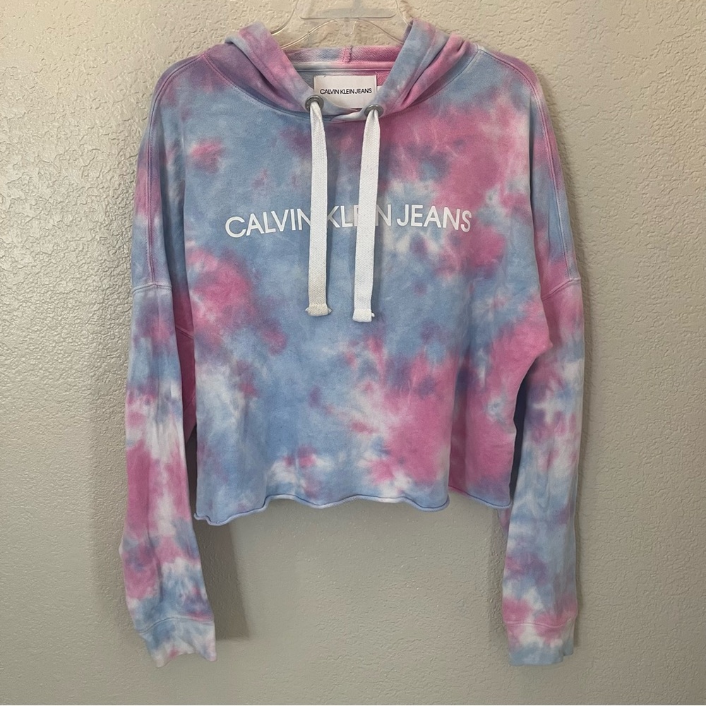 Calvin Klein Jeans Pink and Blue Tie-Dye Sweater